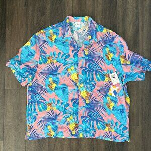 SIMPSONS Hawaiian Shirt - Pink/Blue - Mens - XL